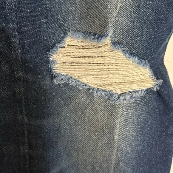 CQY Anthropology women’s Dark blue distress straight Slim denim jeans size 27 - Picture 9 of 12